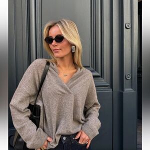 Brochu Walker The Siena Wrap Neck Cashmere Pullover